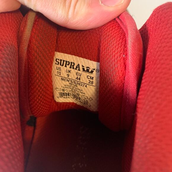 Supra FTWR CO Vaider S28274 Hightop Shoes Red Men's Size 9 - Picture 9 of 10